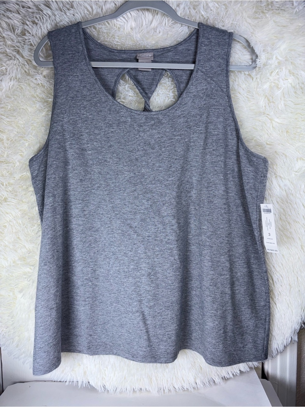 Chicos Gray Sleeveless Crisscross Back Tank Top - Women’s Casual Comfort NWT 3